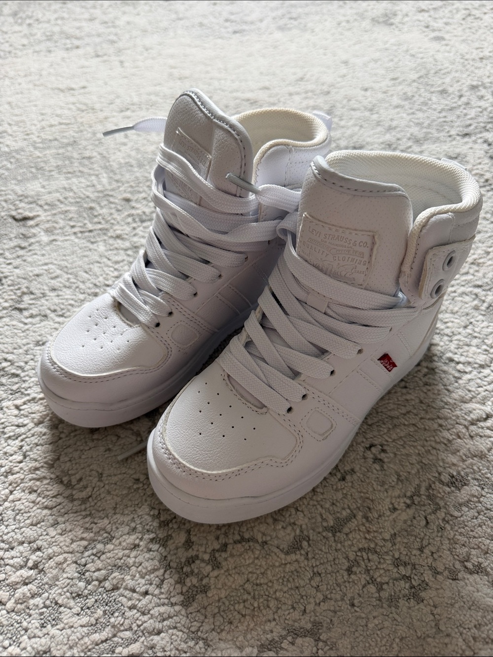 Levi's White High-Top Sneakers with Red Tab Accent size 12 US